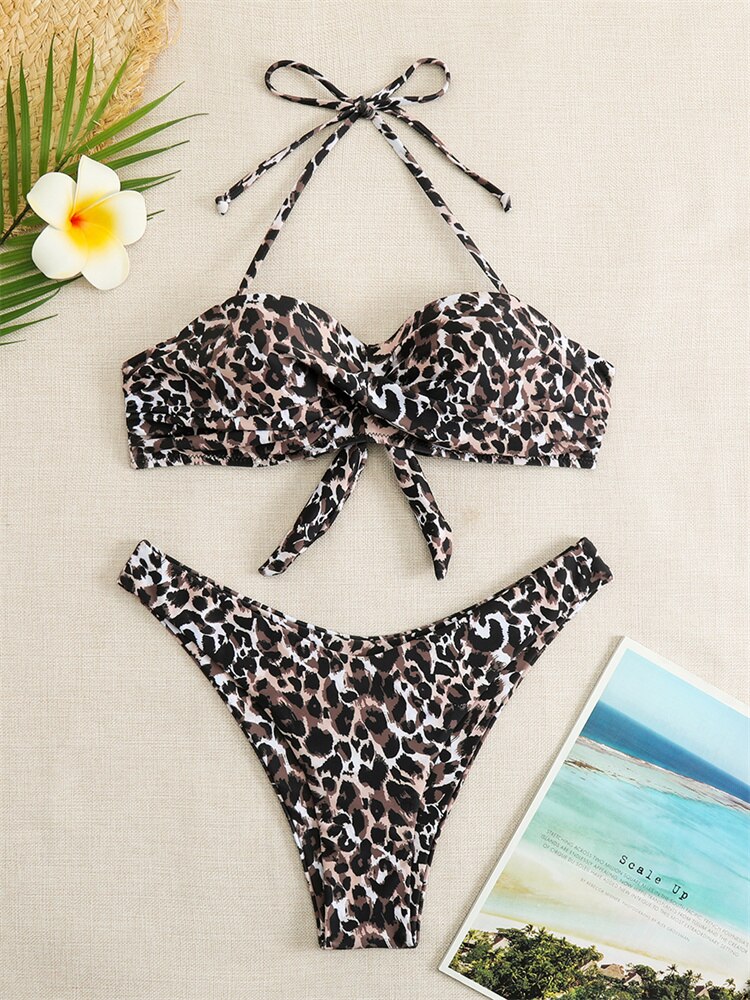Women's solid push up bikini set