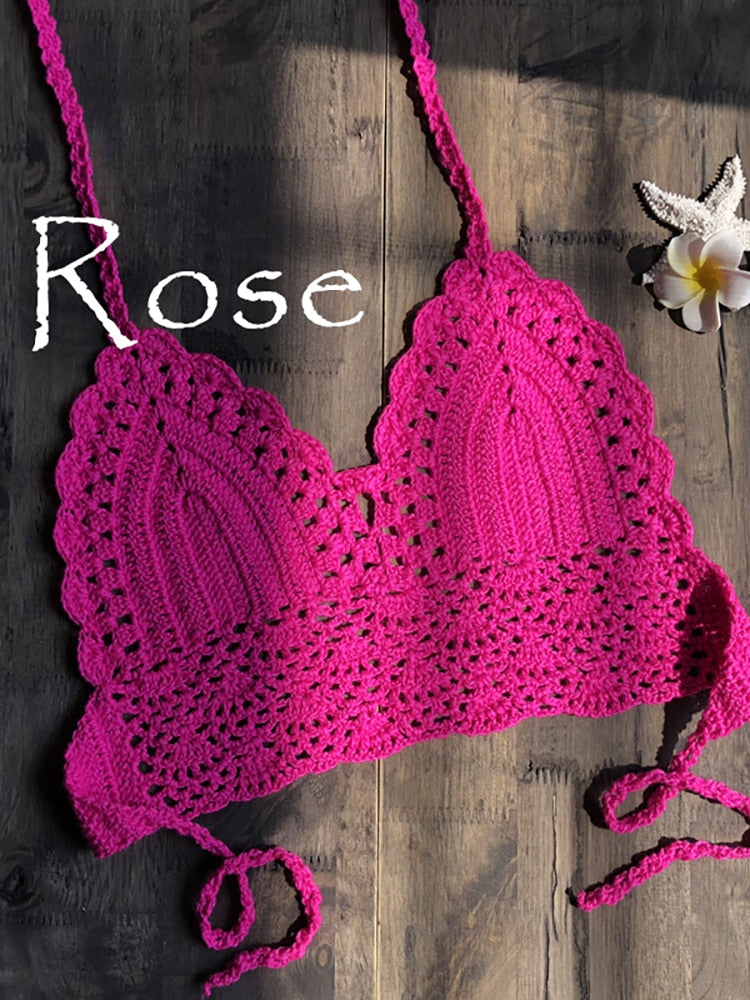 Women's rose triangle bikini top