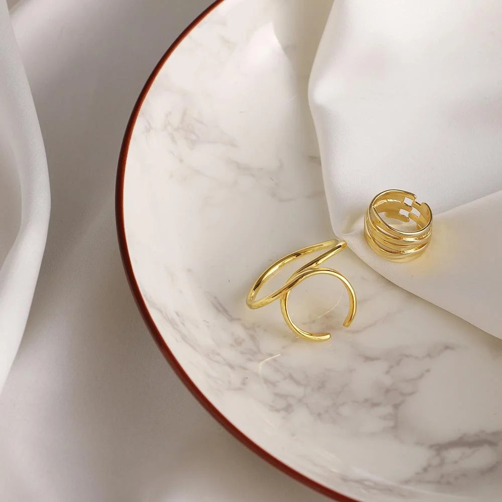 Women's 2 piece geometric ring set