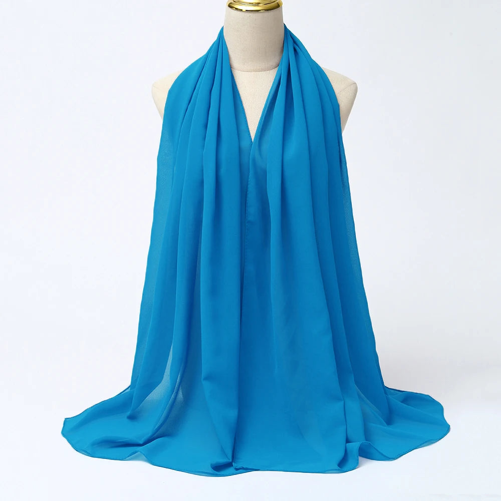 Women's lake blue chiffon hijab scarf