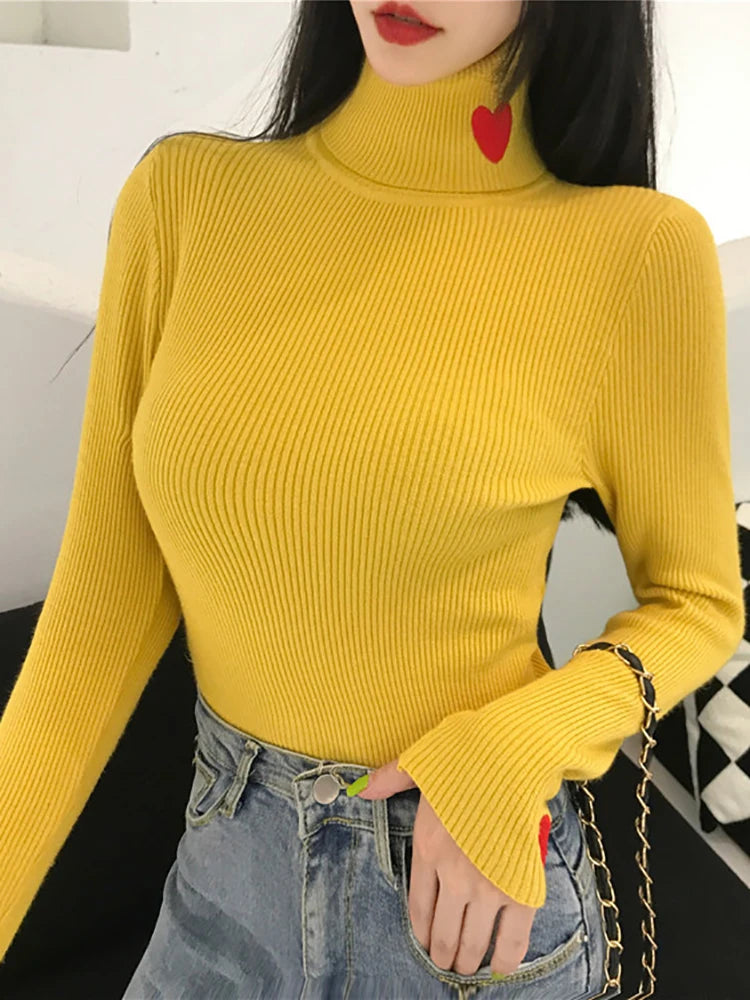Women's yellow heart sweater