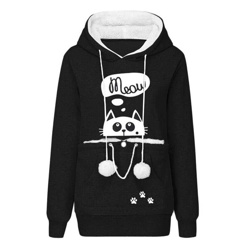 Women's black animal ear hoodie