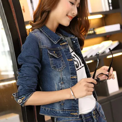 Women's blue korean slim jacket