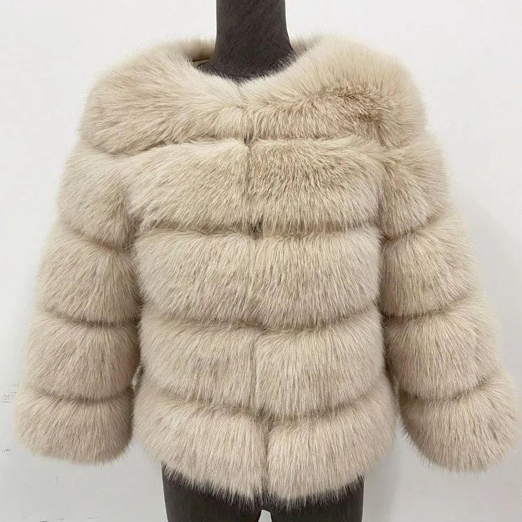 Women's khaki fluffy coat