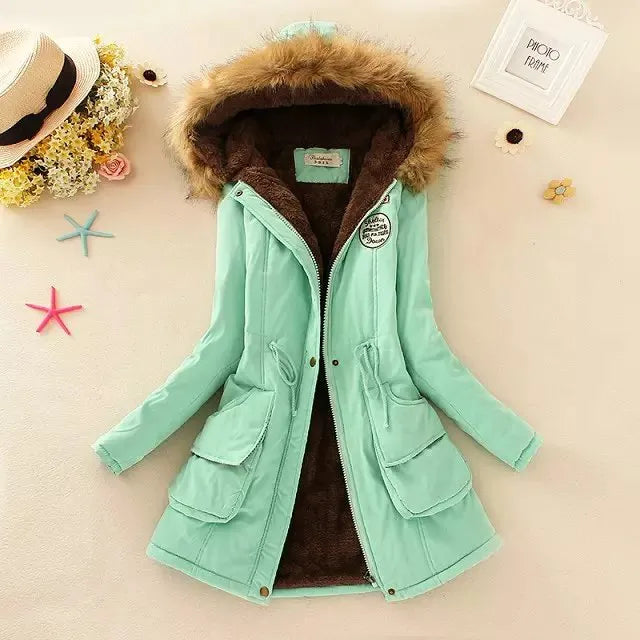 Women's bright bean green winter jackets & coats