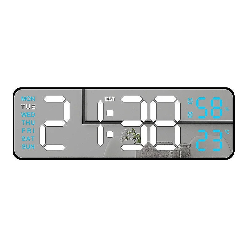 Unisex 9 inch digital LED wall clock with temperature and humidity