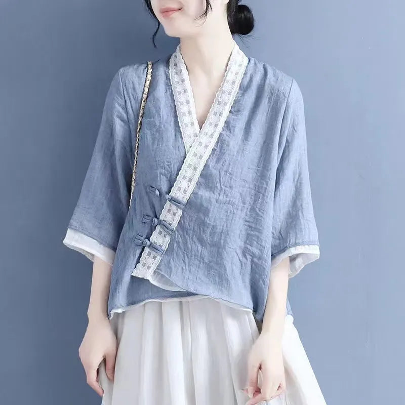 Women's chinese linen blouse