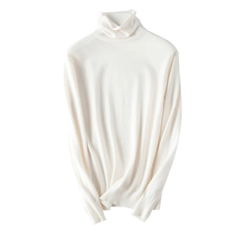Women's white turtleneck sweater