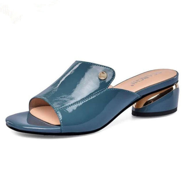 Women's blue summer heels