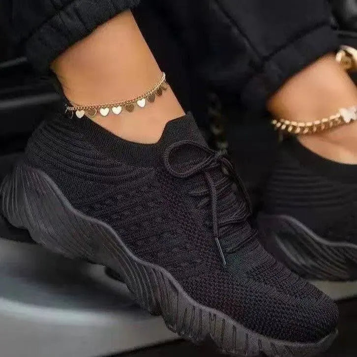 Women's black mesh sneakers