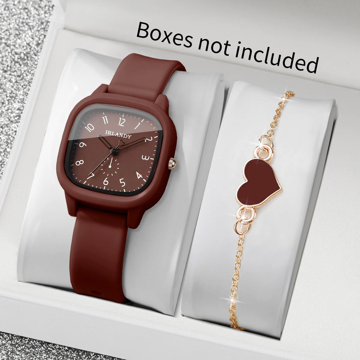 Square watch and heart bracelet set - view 1