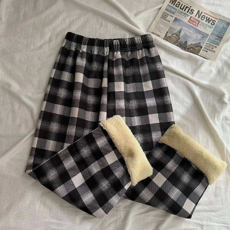 Women's plaid plush pants