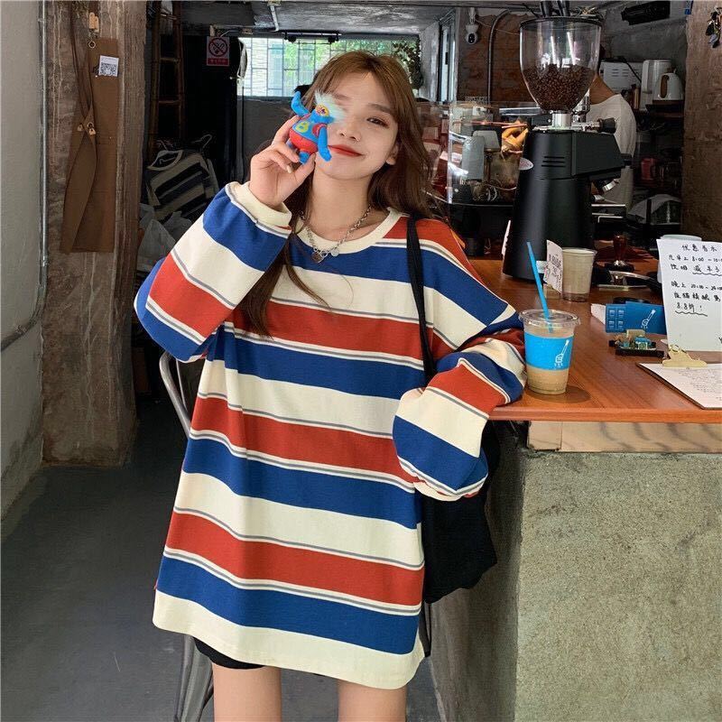 Alternate view: Women's striped oversized sweatshirt