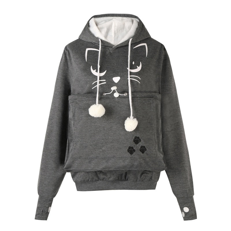 Women's gray animal ear hoodie