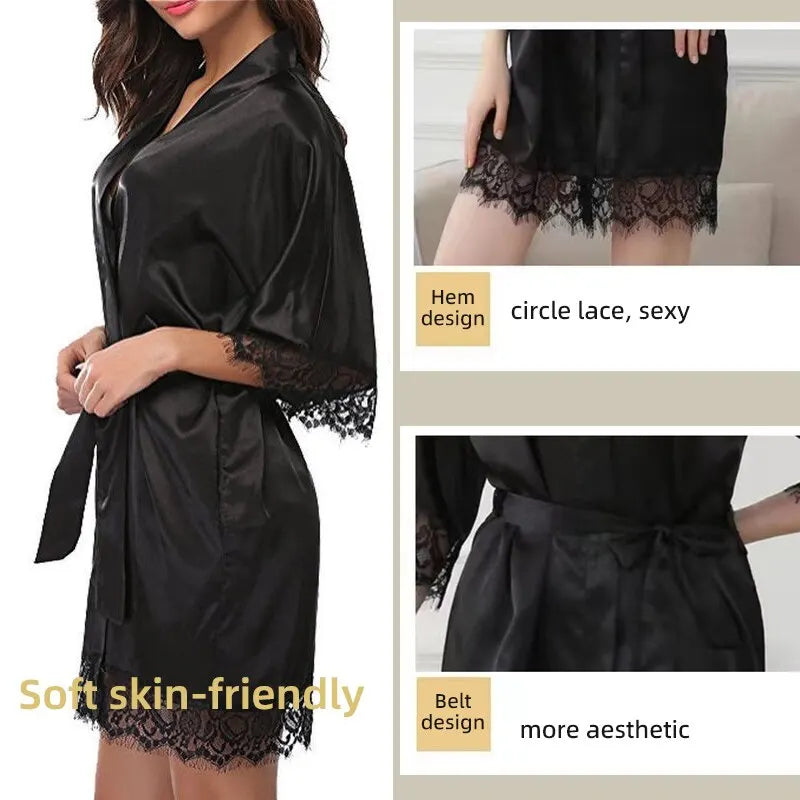 Alternate view: Women's ice silk pajama robe