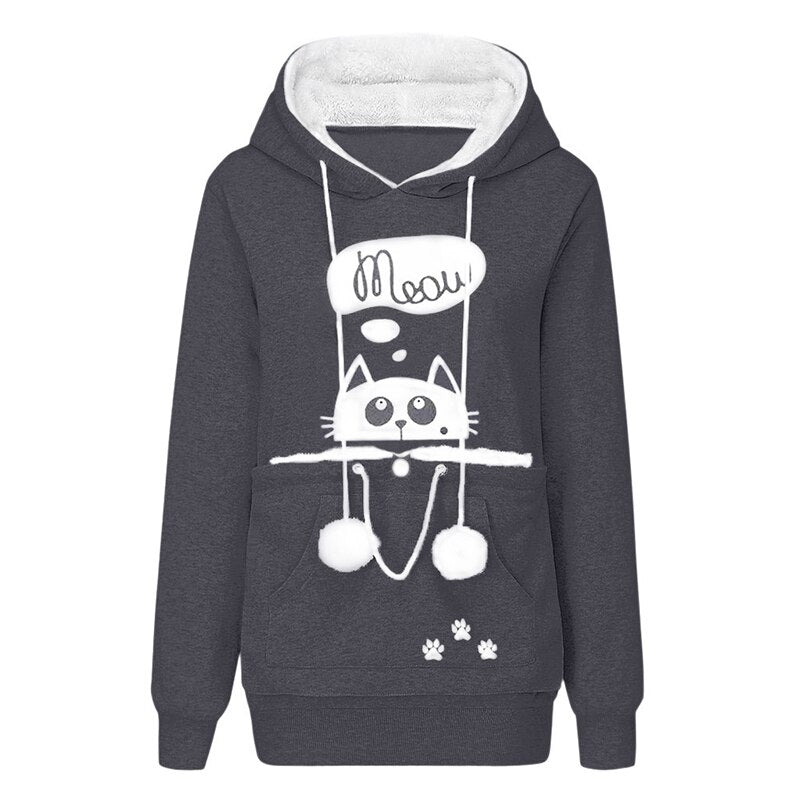 Women's gray animal ear hoodie