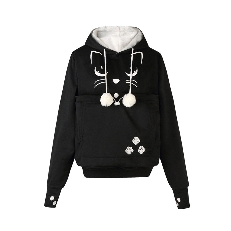 Women's black animal ear hoodie