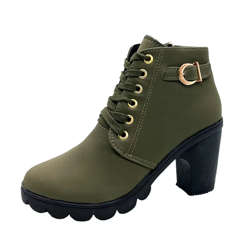 Women's green lace up pumps