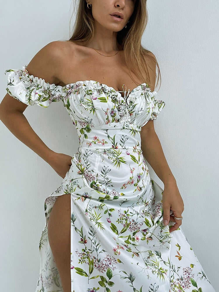 Women's white chic maxi dress