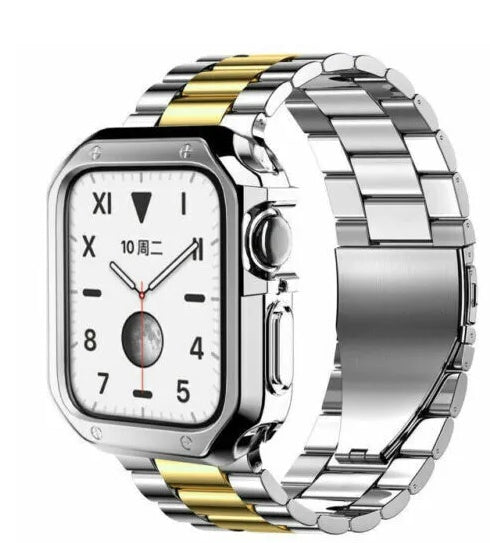 Stainless steel link watch band with bumper case - view 3