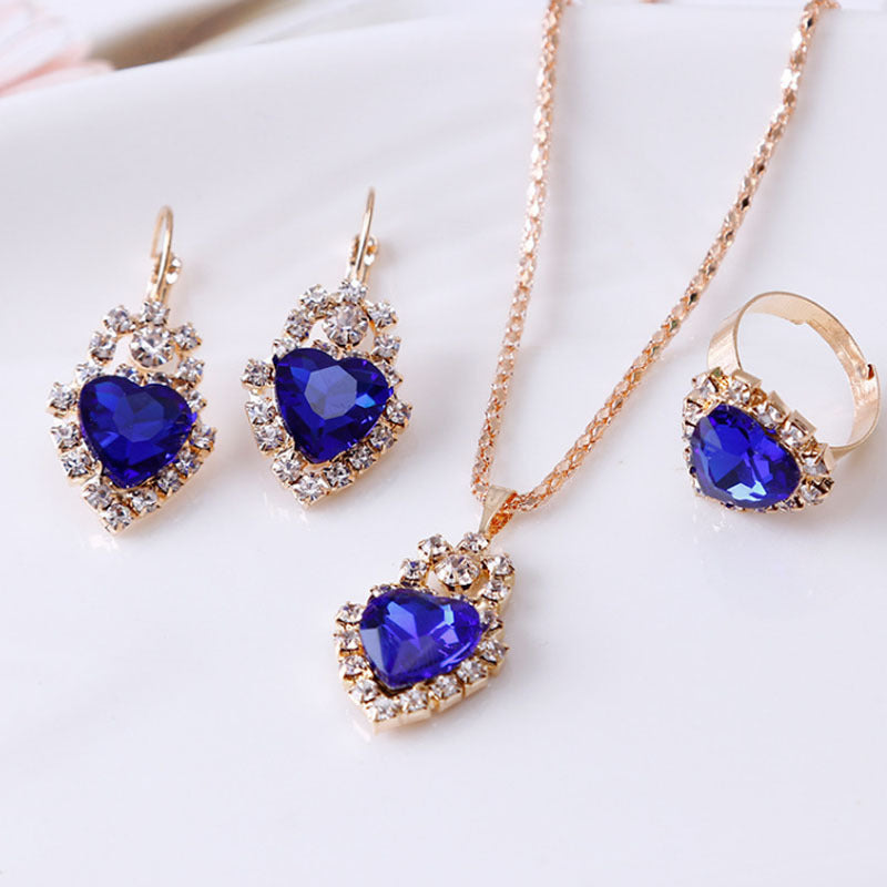 Women's necklace earrings & ring