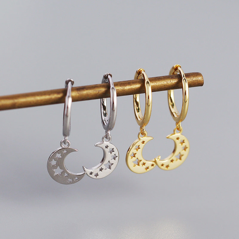 Alternate view: Women's moon & star earrings