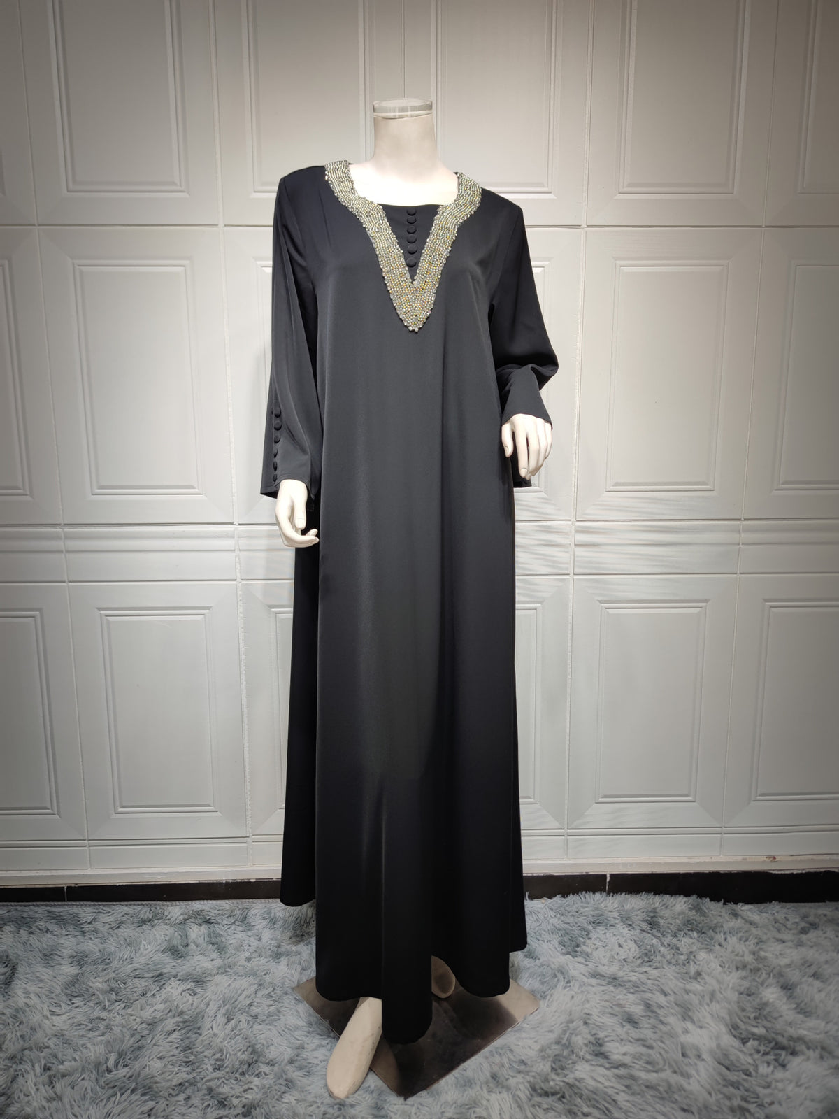 Women's black beaded dress