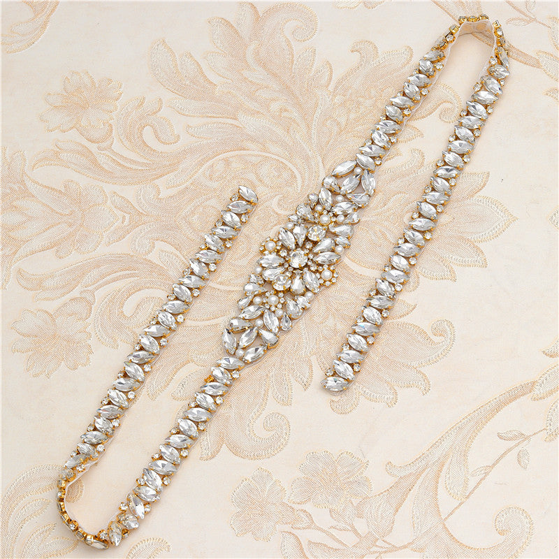 Women's gold rhinestone bridal belt