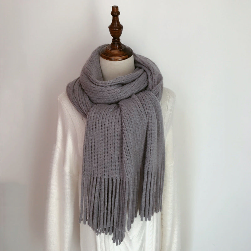 Women's light grey thick winter scarf
