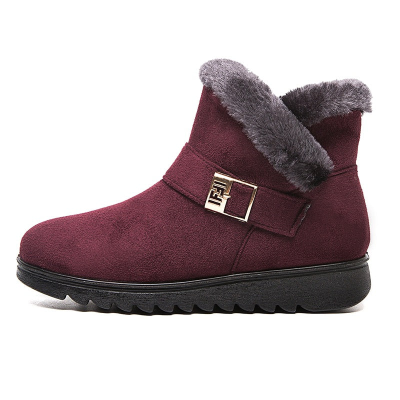 Women's wine red winter boots