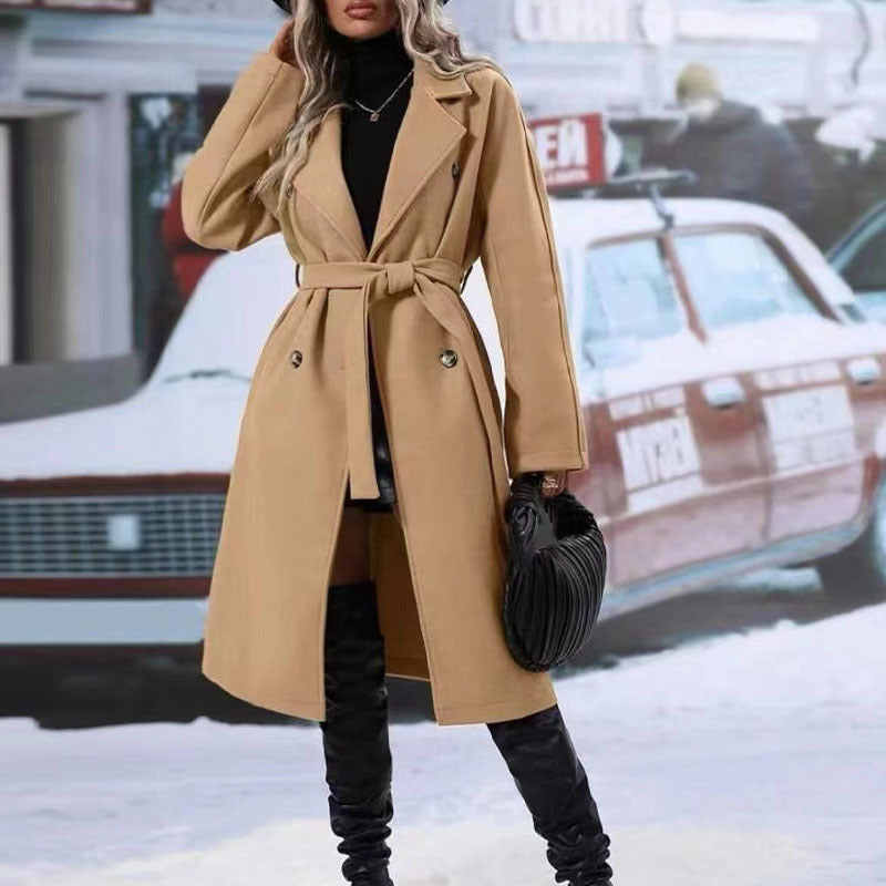Women's khaki double breasted trench coat