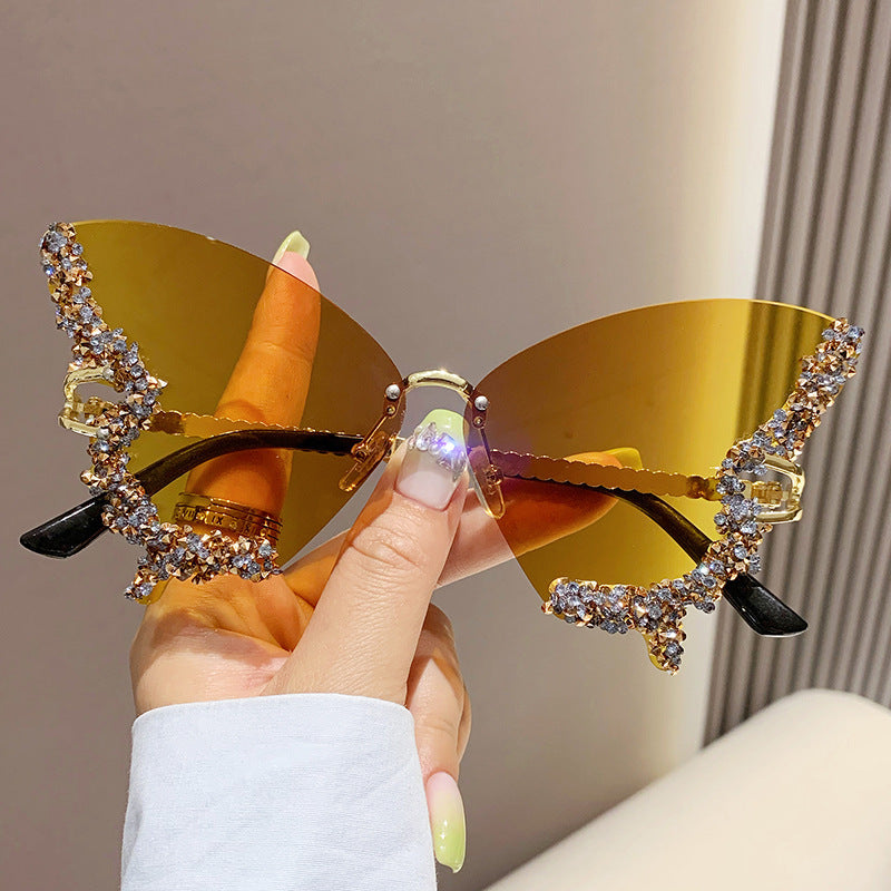 Women's gradient yellow diamond sunglasses