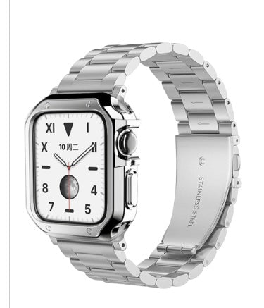Stainless steel link watch band with bumper case - view 5