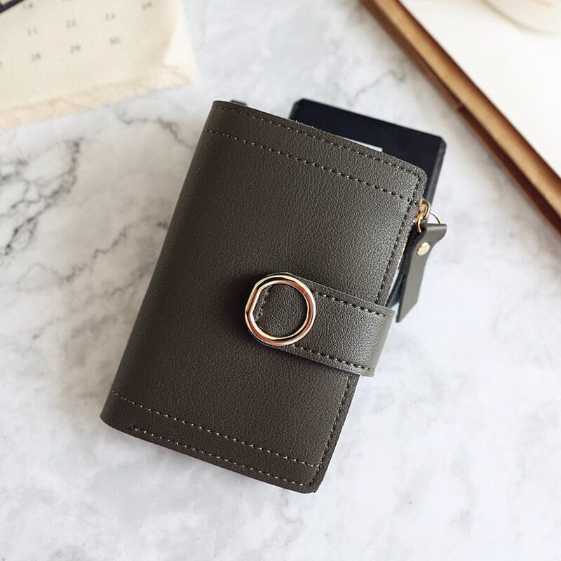 Unisex dark green miniature wallets