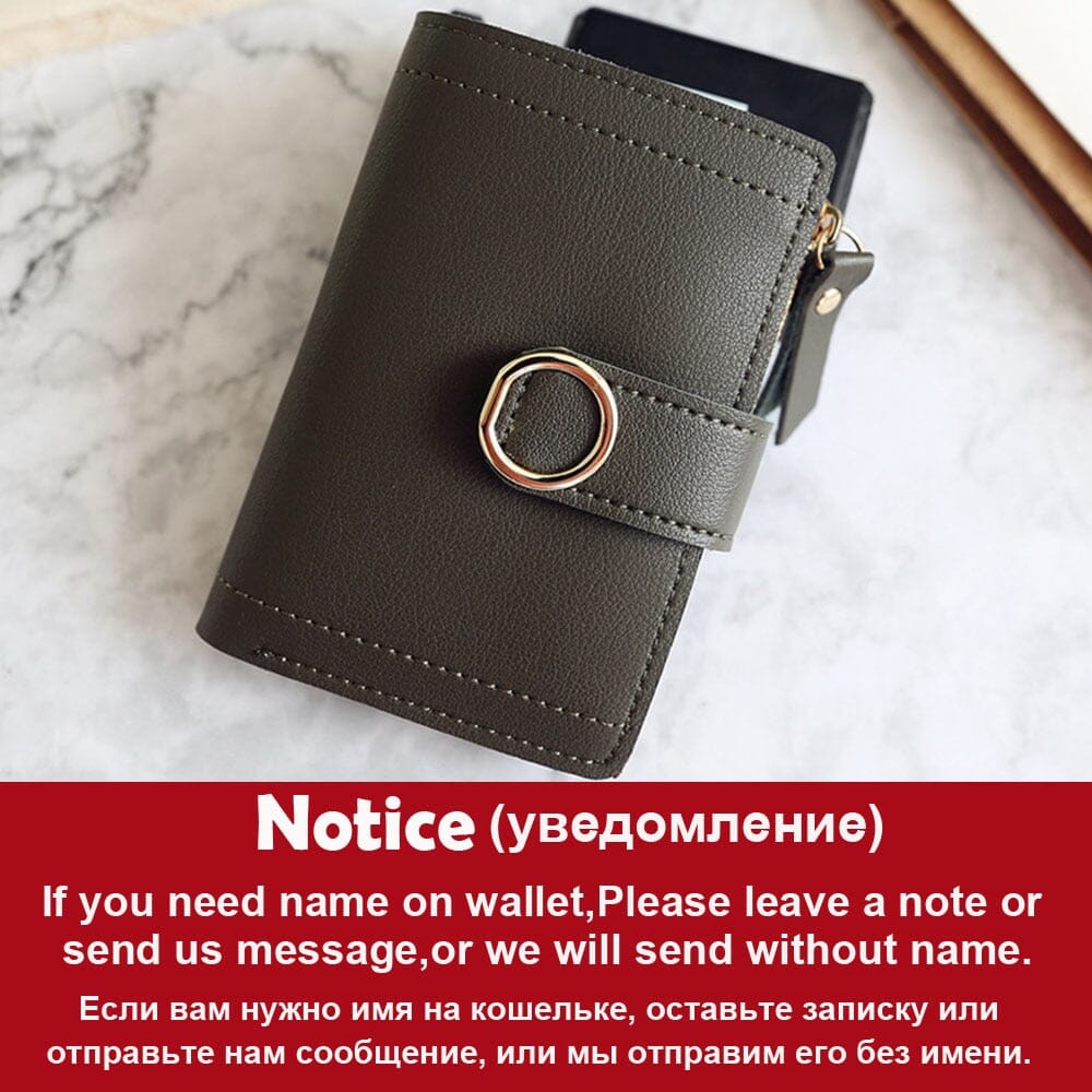 Unisex dark green name miniature wallets