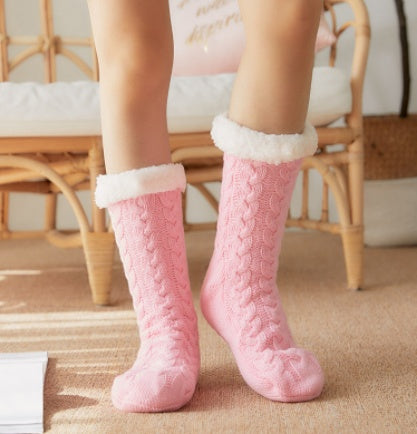 Women's pink fleece socks