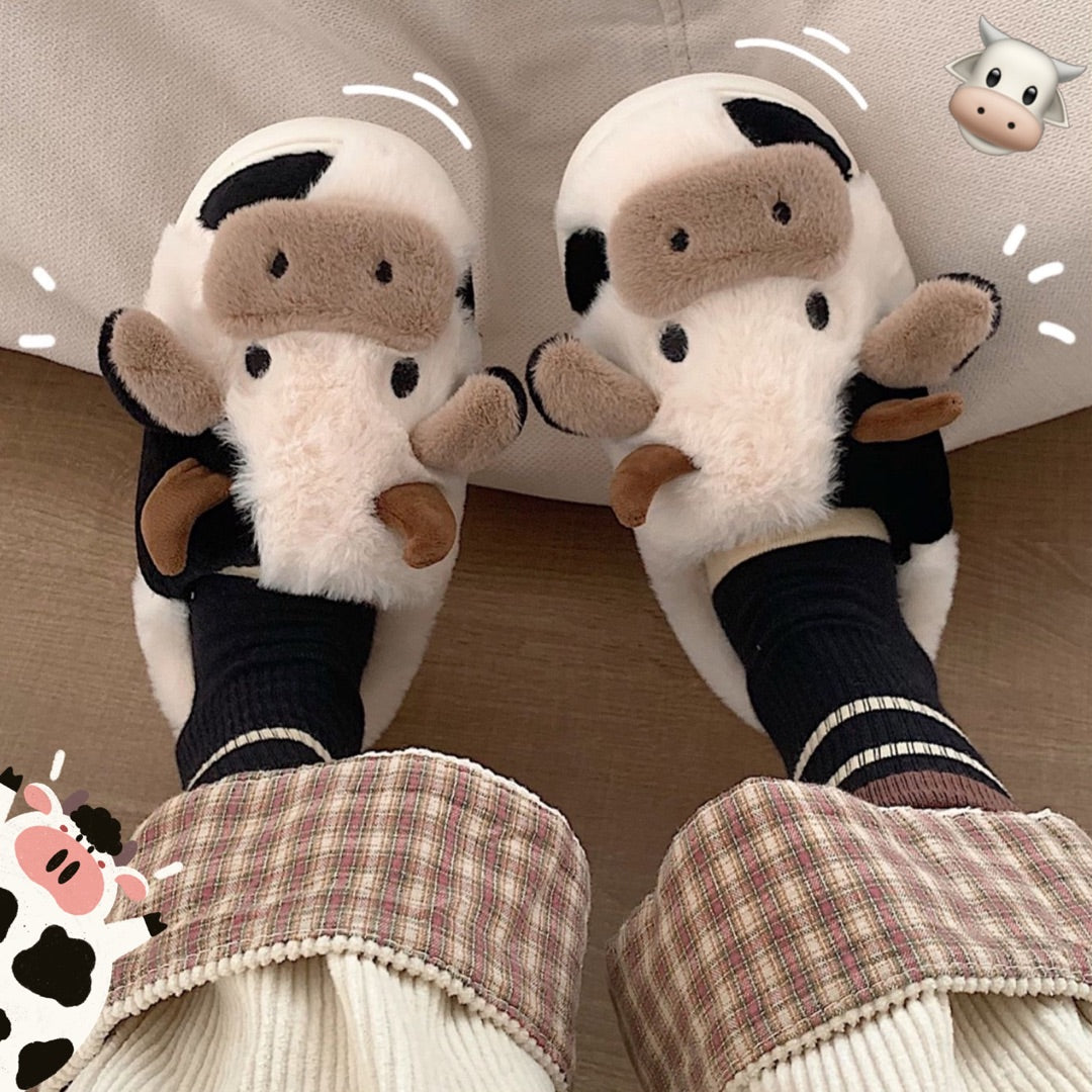 Women's cow animal slippers