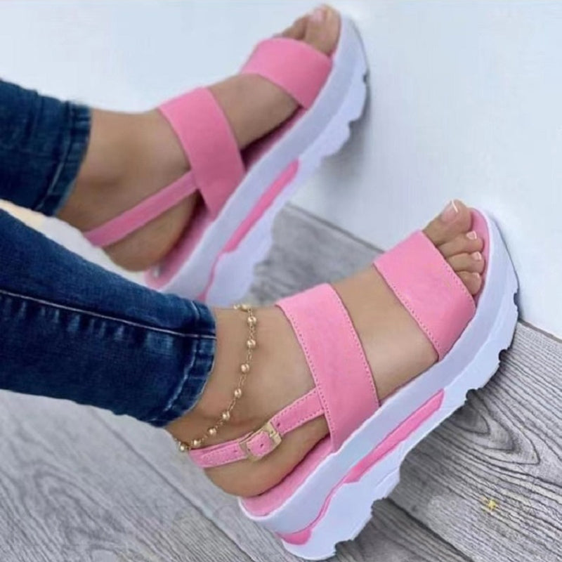Women's pink buckle sandals