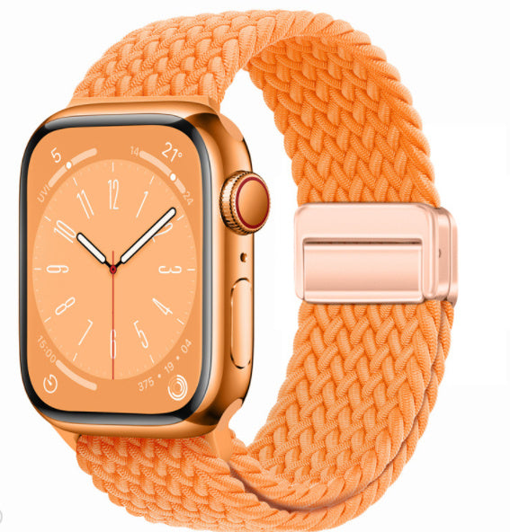 Unisex new bright orange rose button integrated watch band