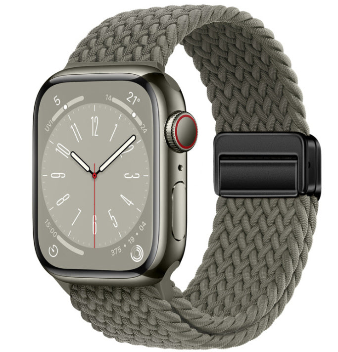 Unisex new olive black button integrated watch band