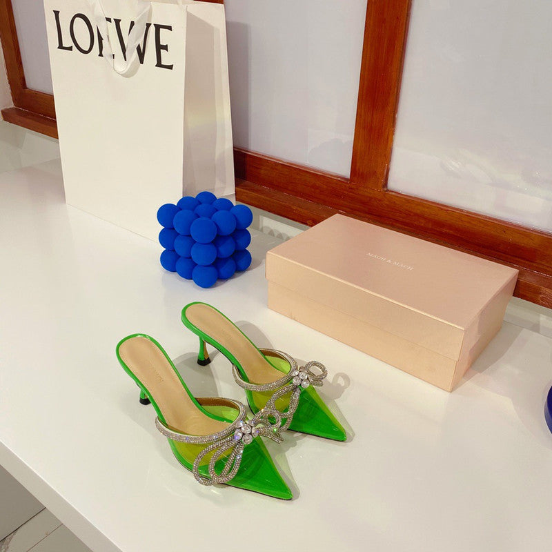 Women's light green sparkle party heels