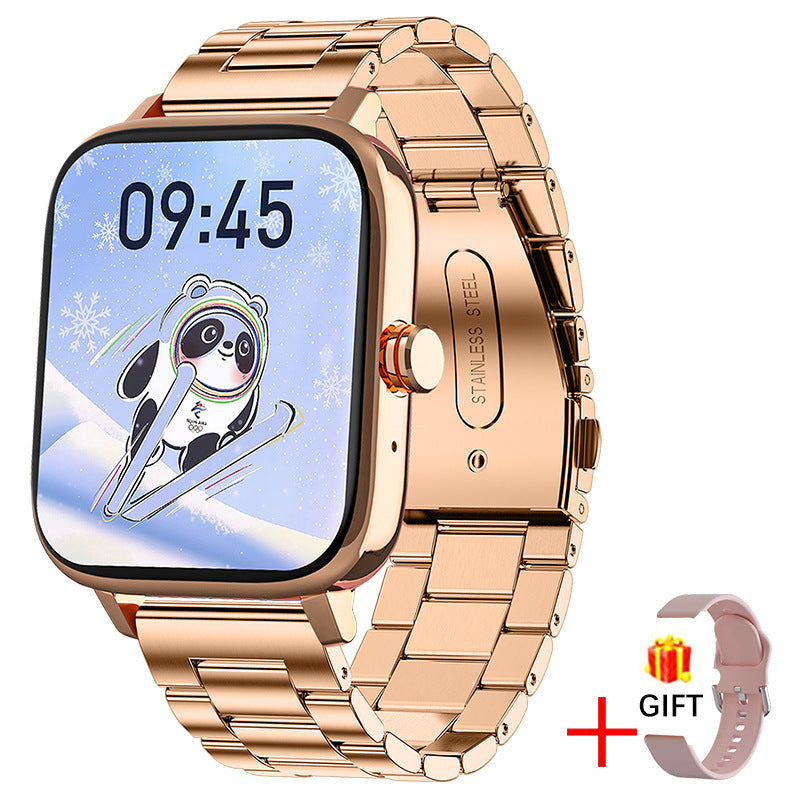 Women's steel belt rose gold smart watch