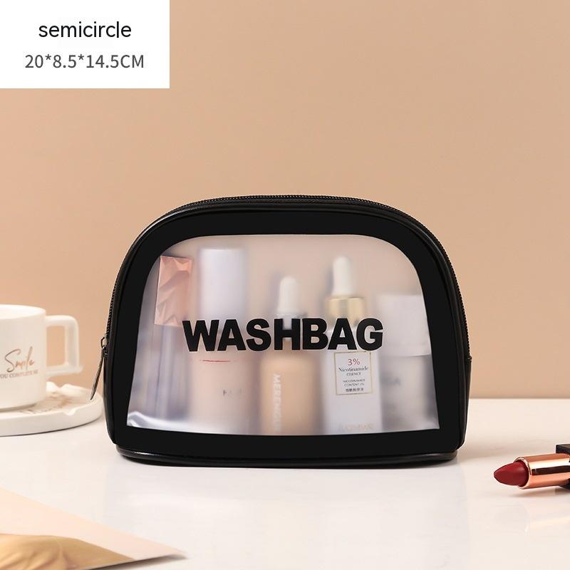 Unisex semicircle black portable wash bag