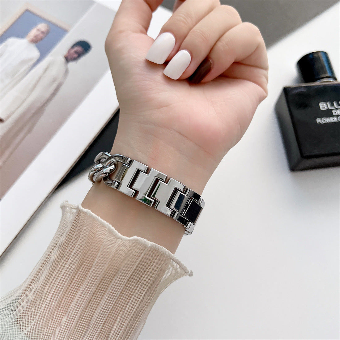 Alternate view: Unisex denim chain watch band