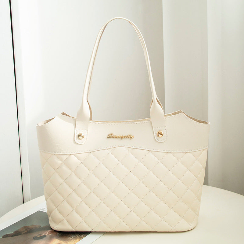 Women's white rhombus handbag
