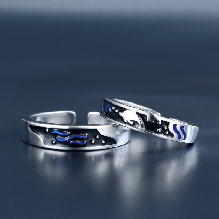 Unisex sea & whale epoxy rings