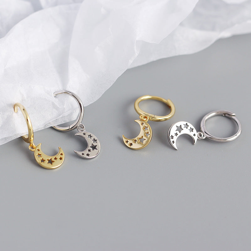 Alternate view: Women's moon & star earrings
