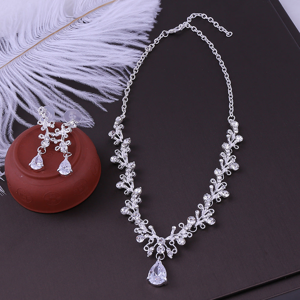 Alternate view: Women's bridal zircon earrings & necklace