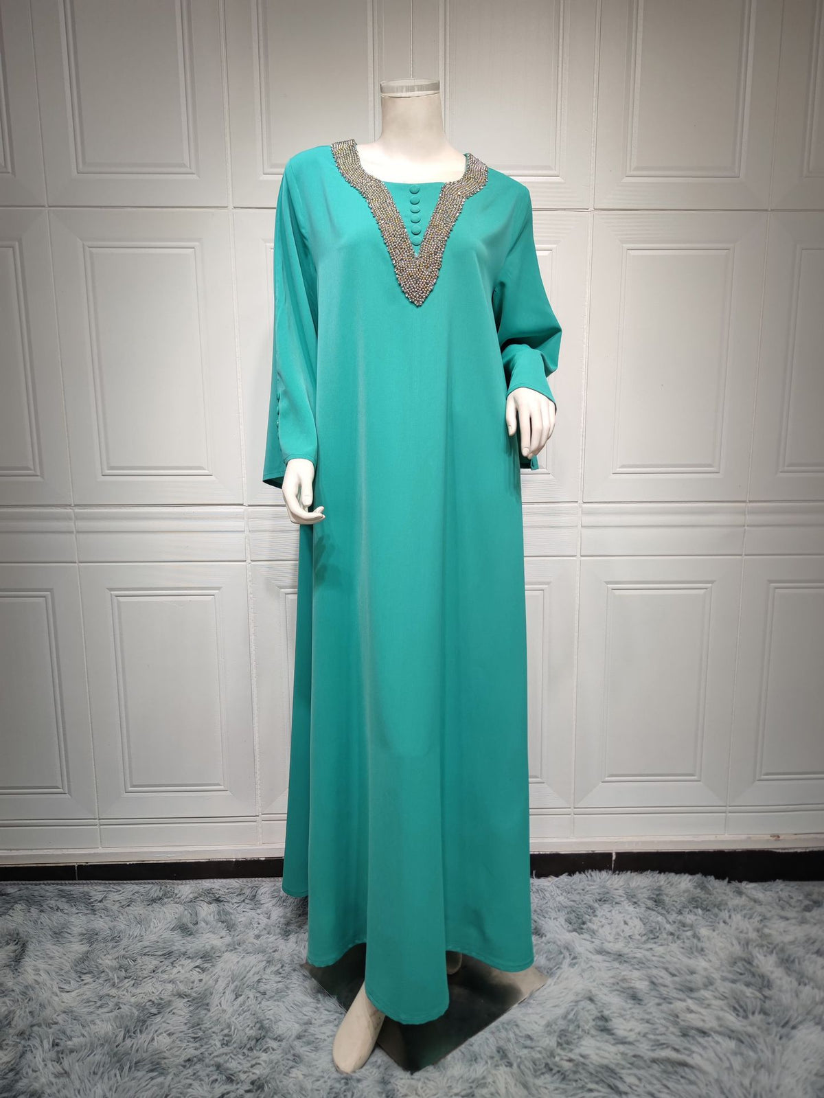 Women's light green beaded dress