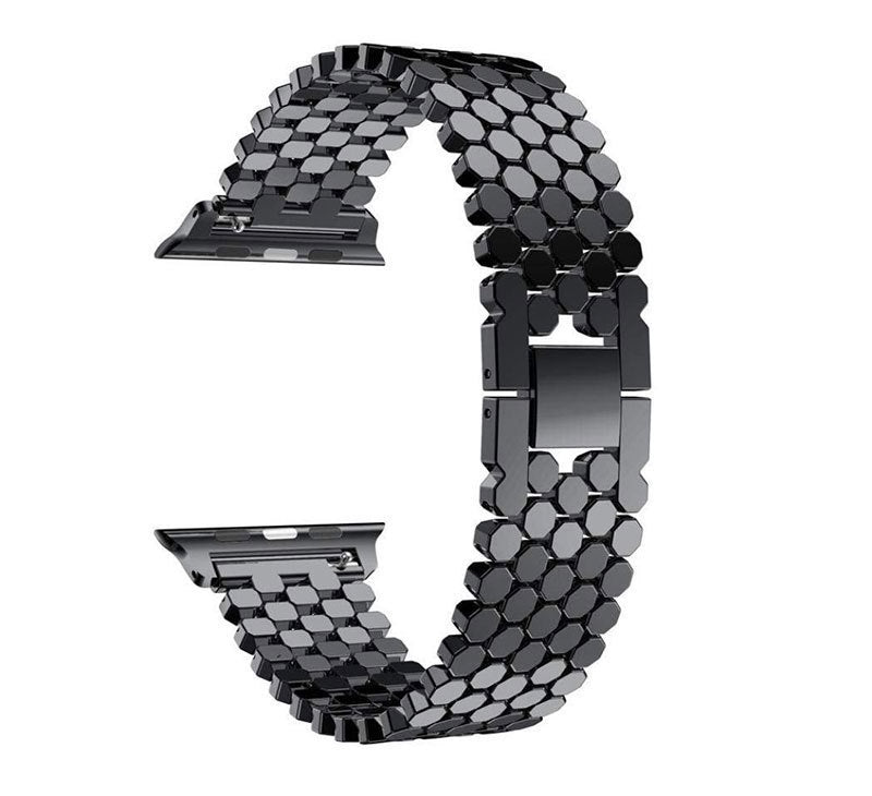 Unisex black honeycomb watch strap